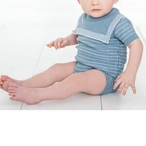 Feltman Bros Blue Striped Knit Romper - Boys Size 12M